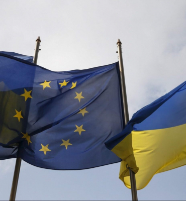 EU flag and Ukraine flag